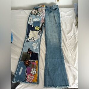 Blue denim colorful Patchwork jeans